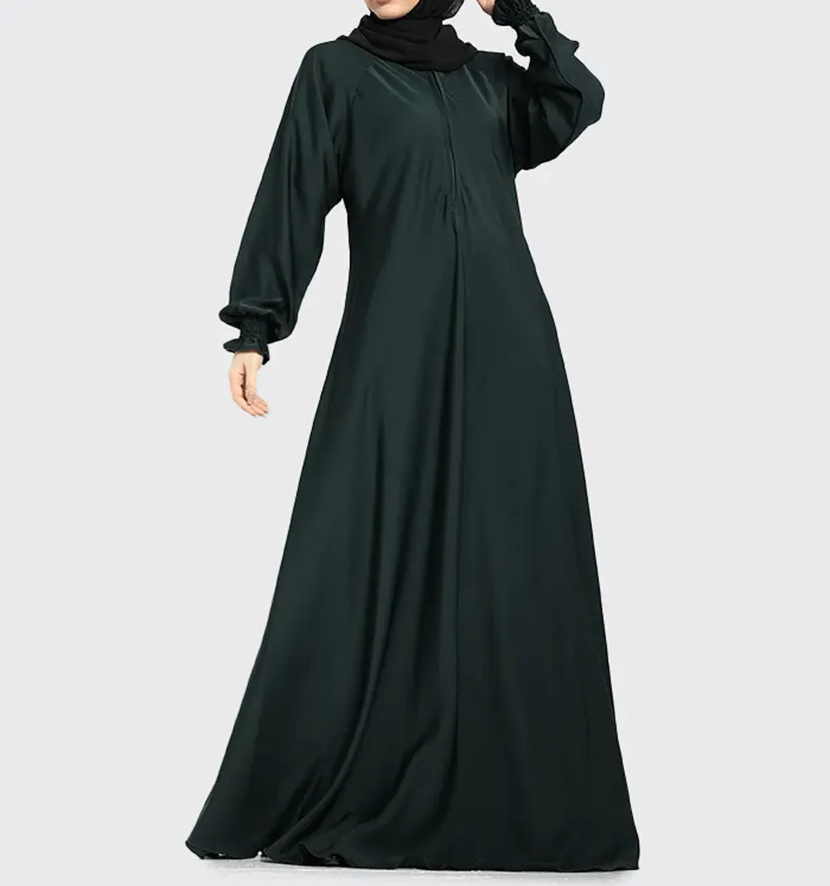 Green Mid Zip Umbrella Abaya