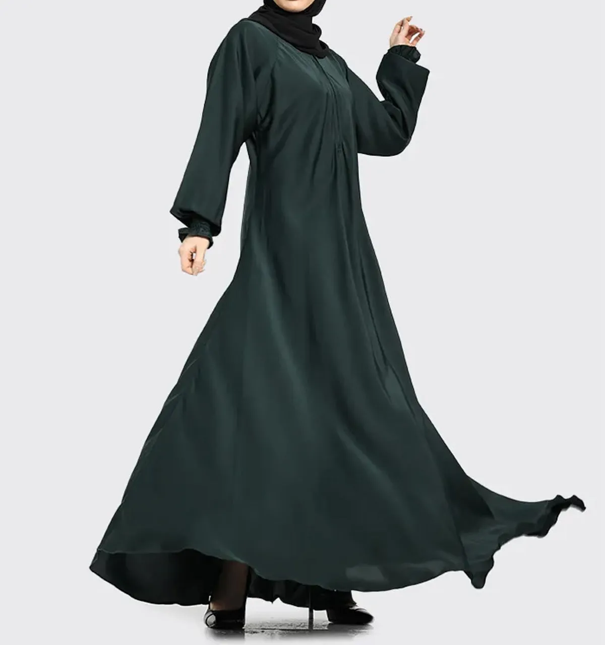 Green Mid Zip Umbrella Abaya
