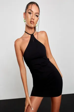 Halter Neck Mini Dress In Black