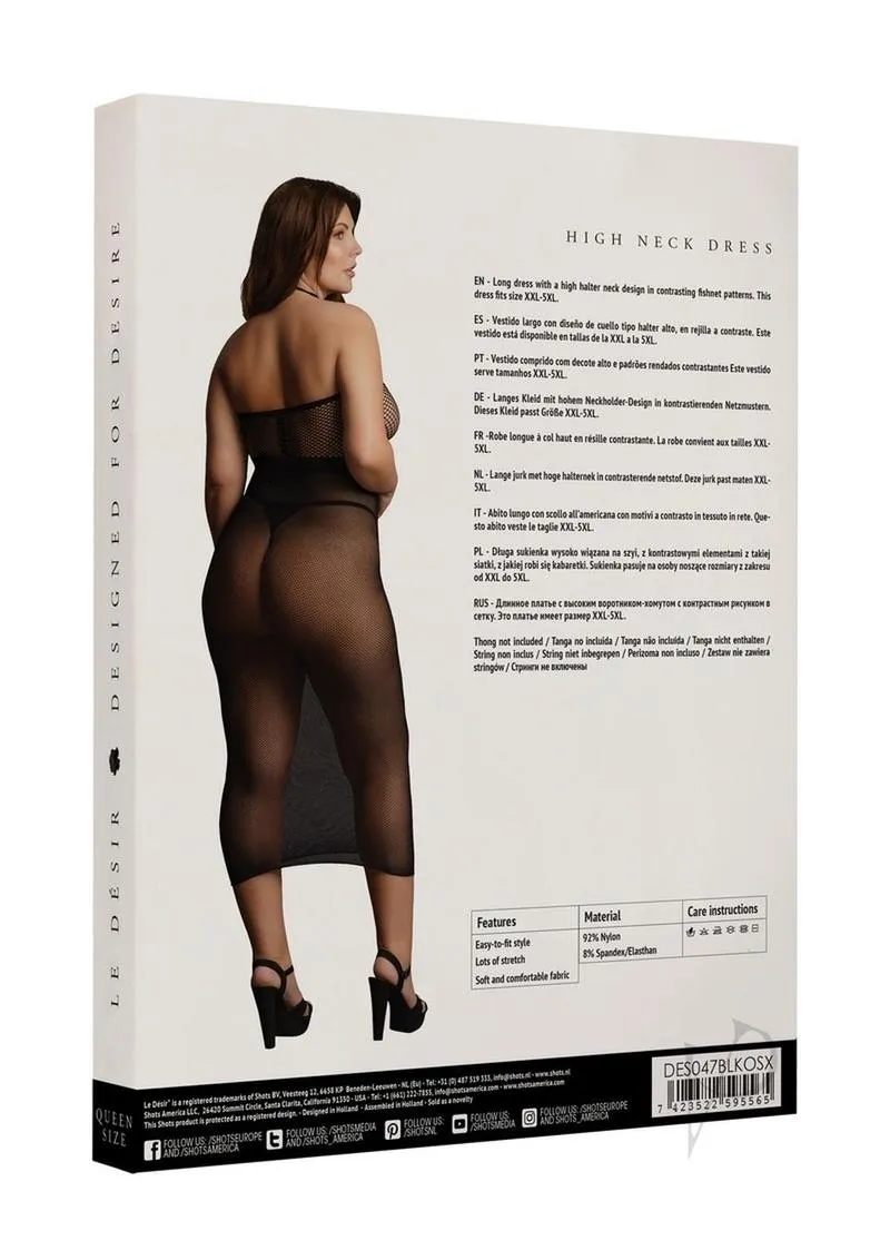 High Neck Dress Qn Blk
