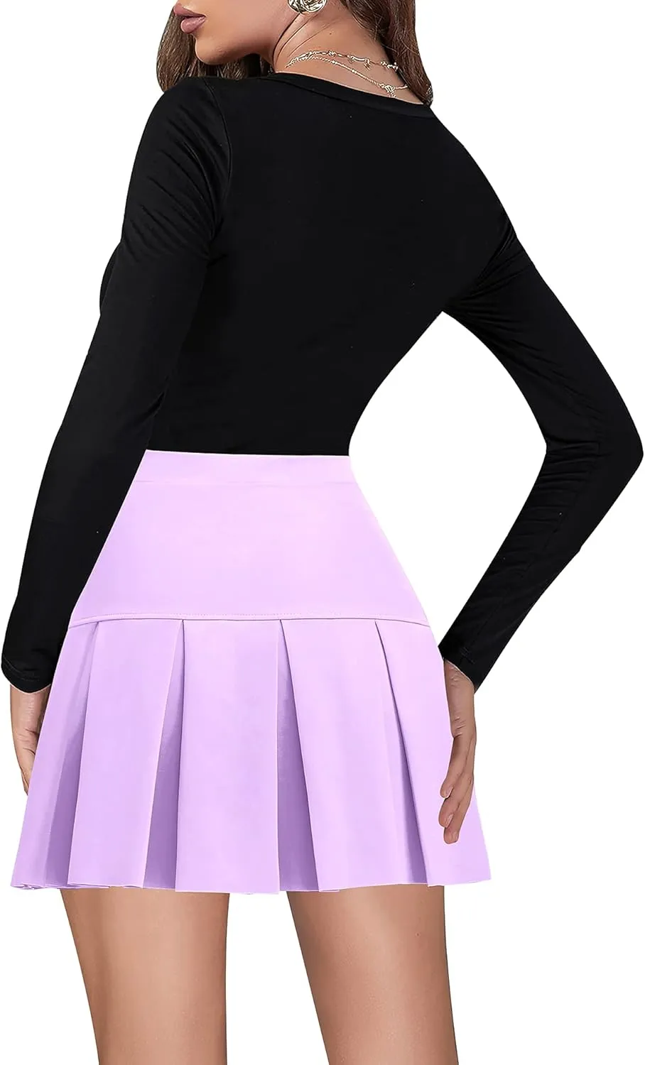 High Waisted Pleated Skirts for Women Skater Tennis Skirt with Shorts Pockets Mini A-Line Skirt