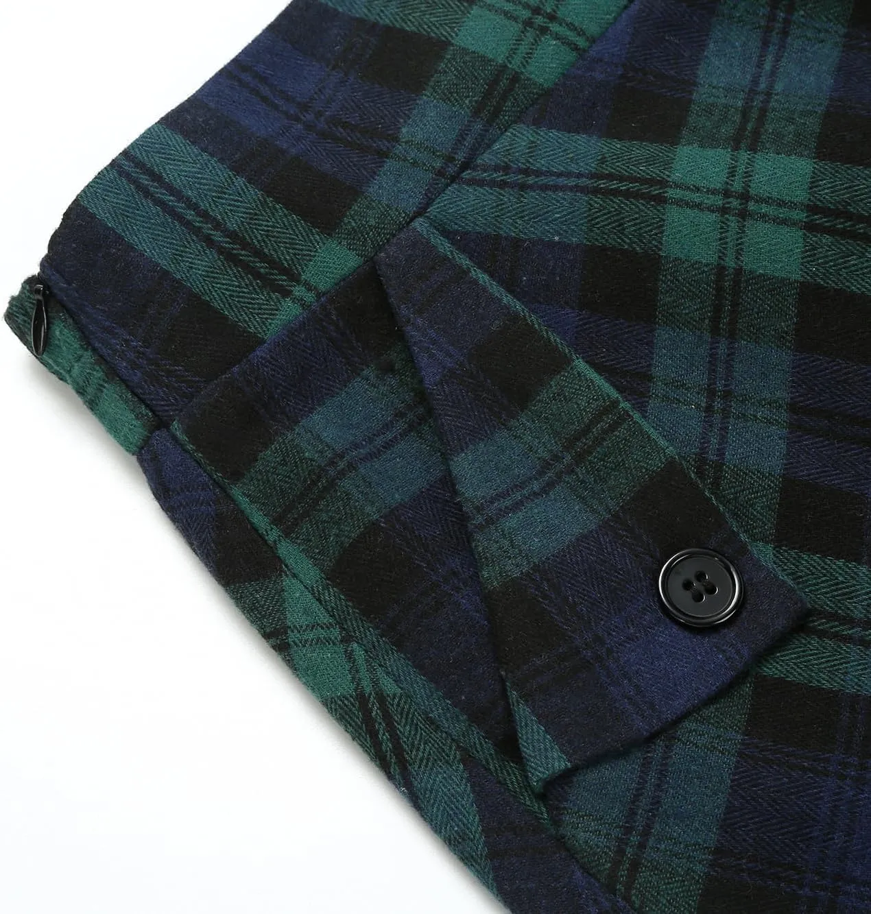 IDEALSANXUN Womens Plaid Skirts Fall Winter High Waisted A Line Long Pleated Maxi Skirt with Pockets