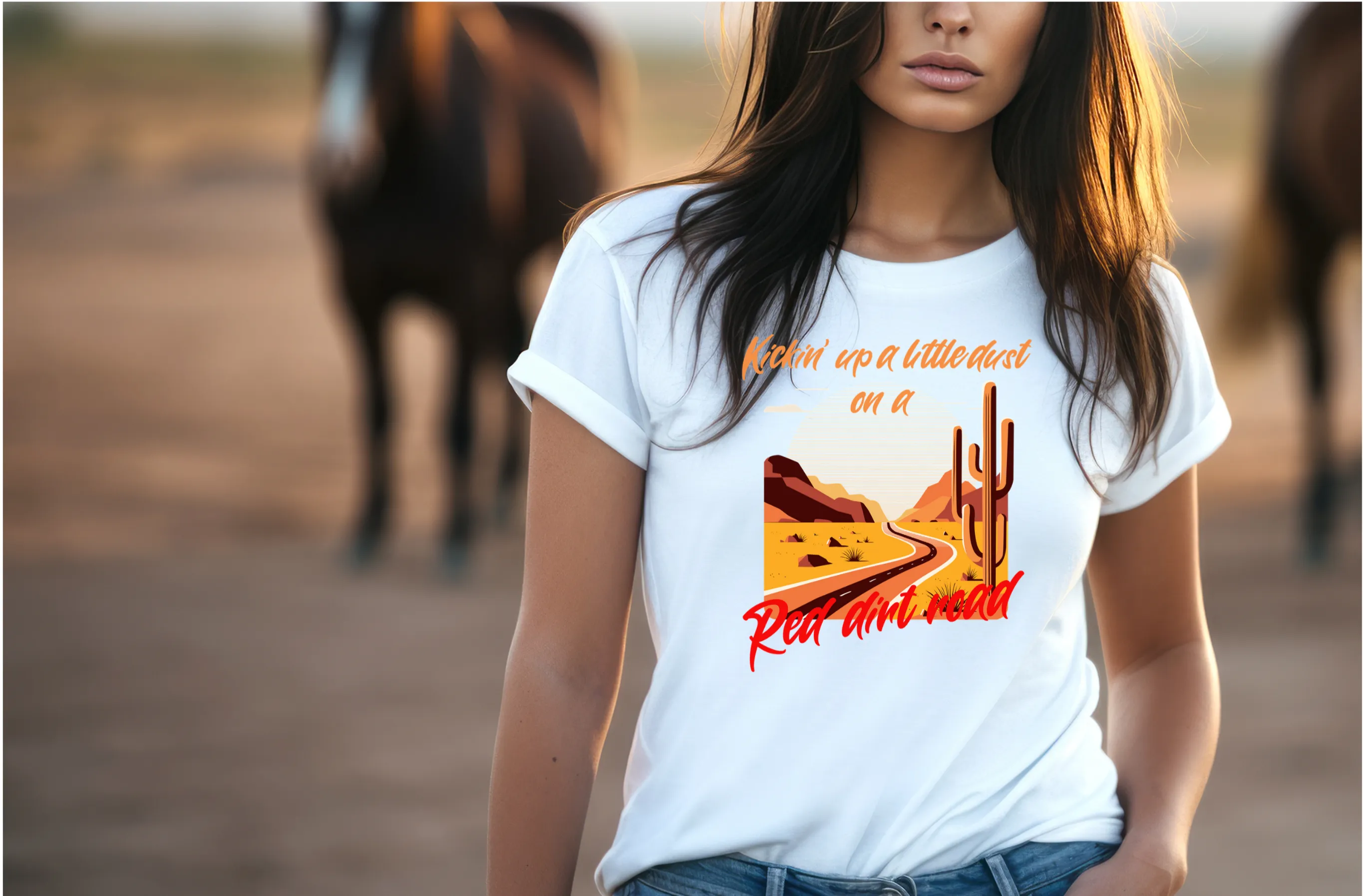 Kickin up a little dust on a Red Dirt Road T-Shirt, Country T-Shirt, Dirt Road T-Shirt, Casual T-Shirt, Kickin up Dust T-Shirt