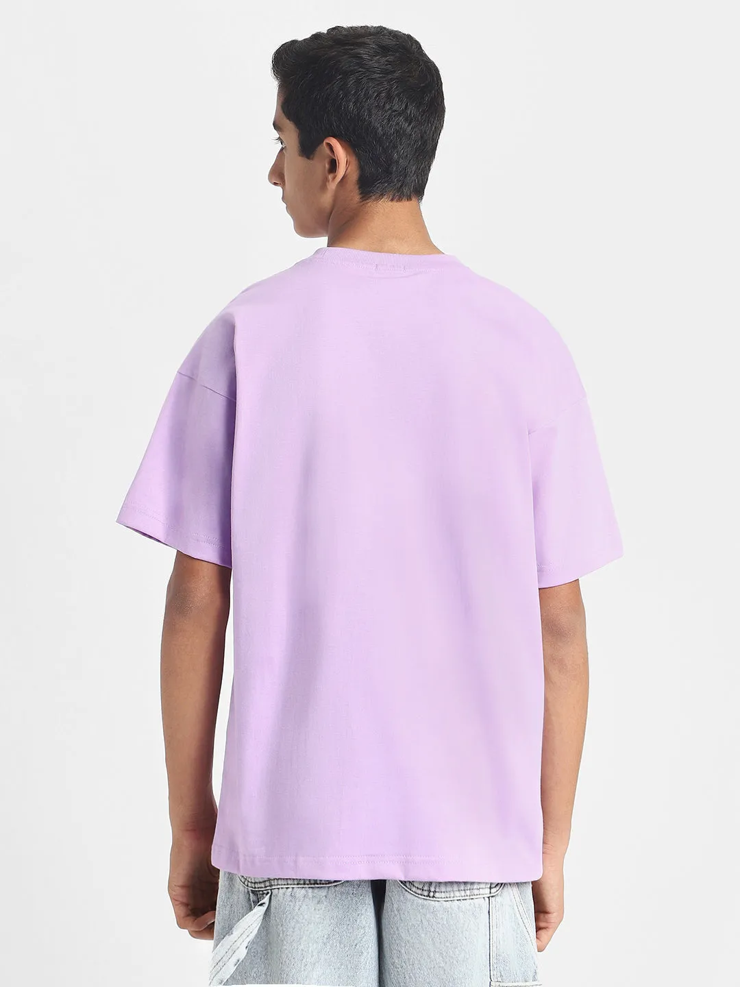 Lilac Solid Oversized Boys T-shirt
