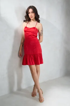 Marilyn|Halter Neck Satin Dress