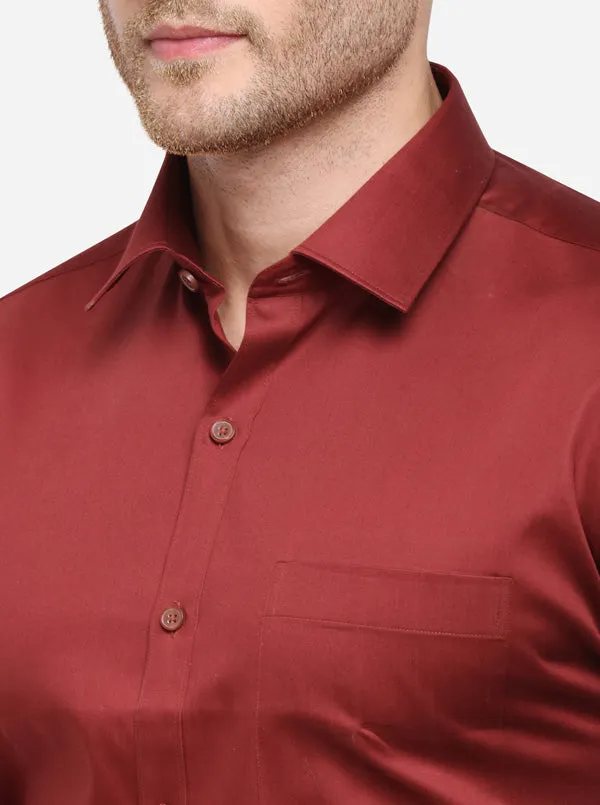 Maroon Solid Slim Fit Formal Shirt | Metal
