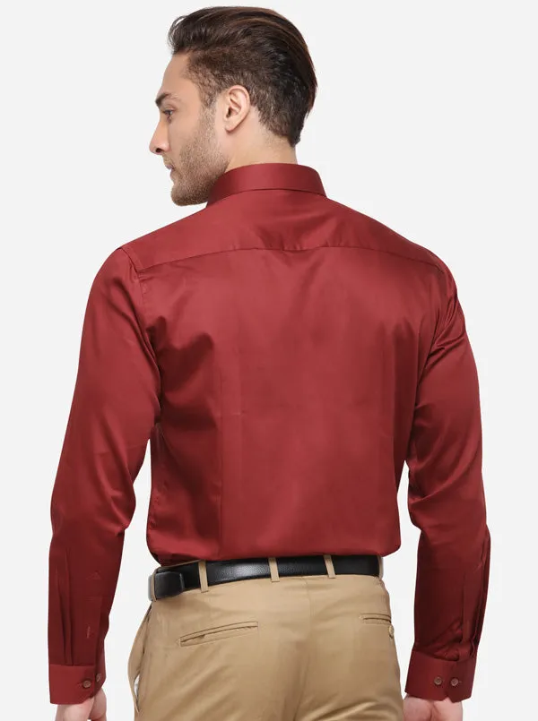Maroon Solid Slim Fit Formal Shirt | Metal