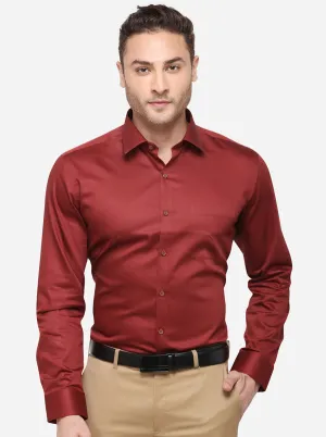 Maroon Solid Slim Fit Formal Shirt | Metal