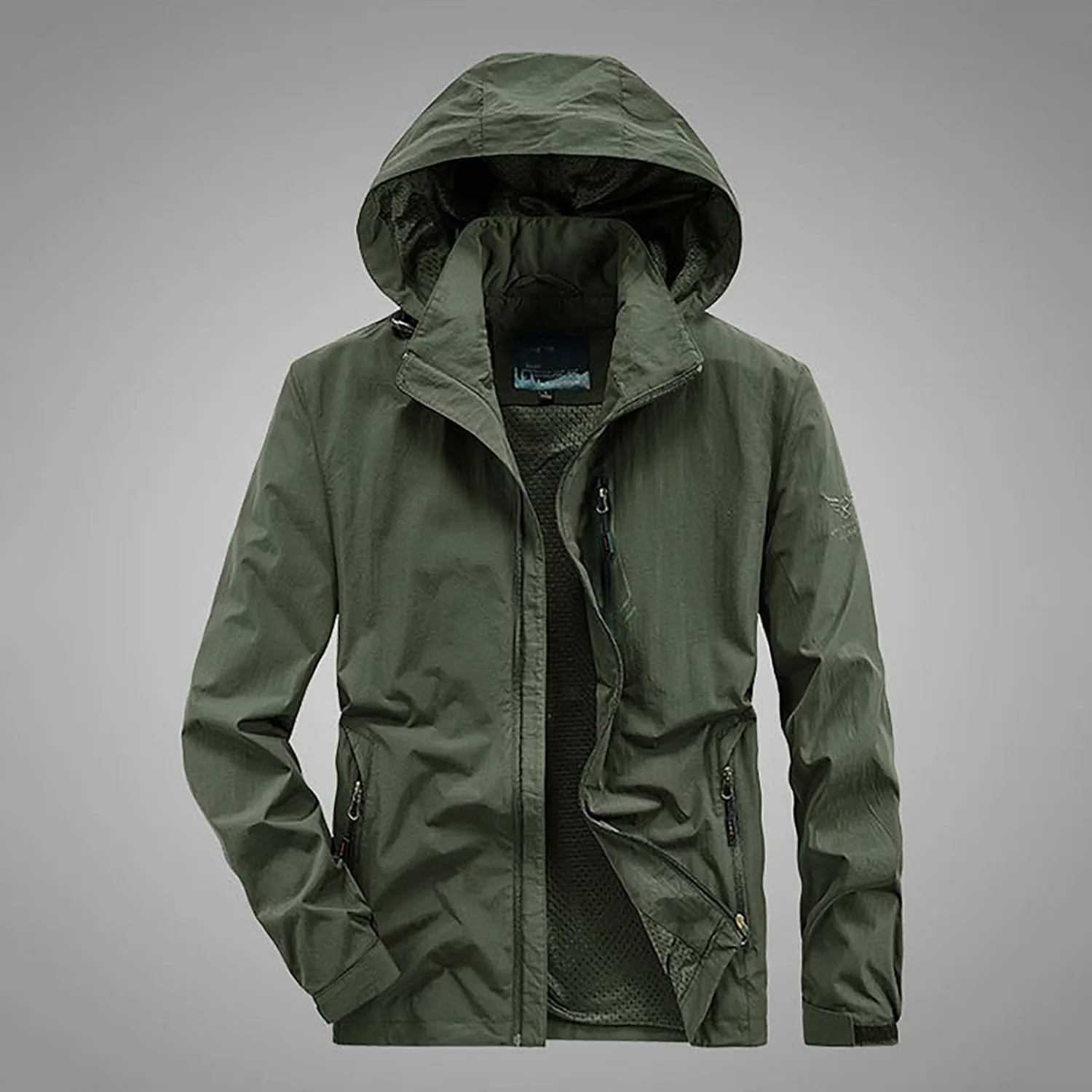 Mens Hooded Trench Coat 2024 Winter Outdoor Winbreaker Jacket with Detachable Hood Plus Size Zipper Multi Pocket Overcoats