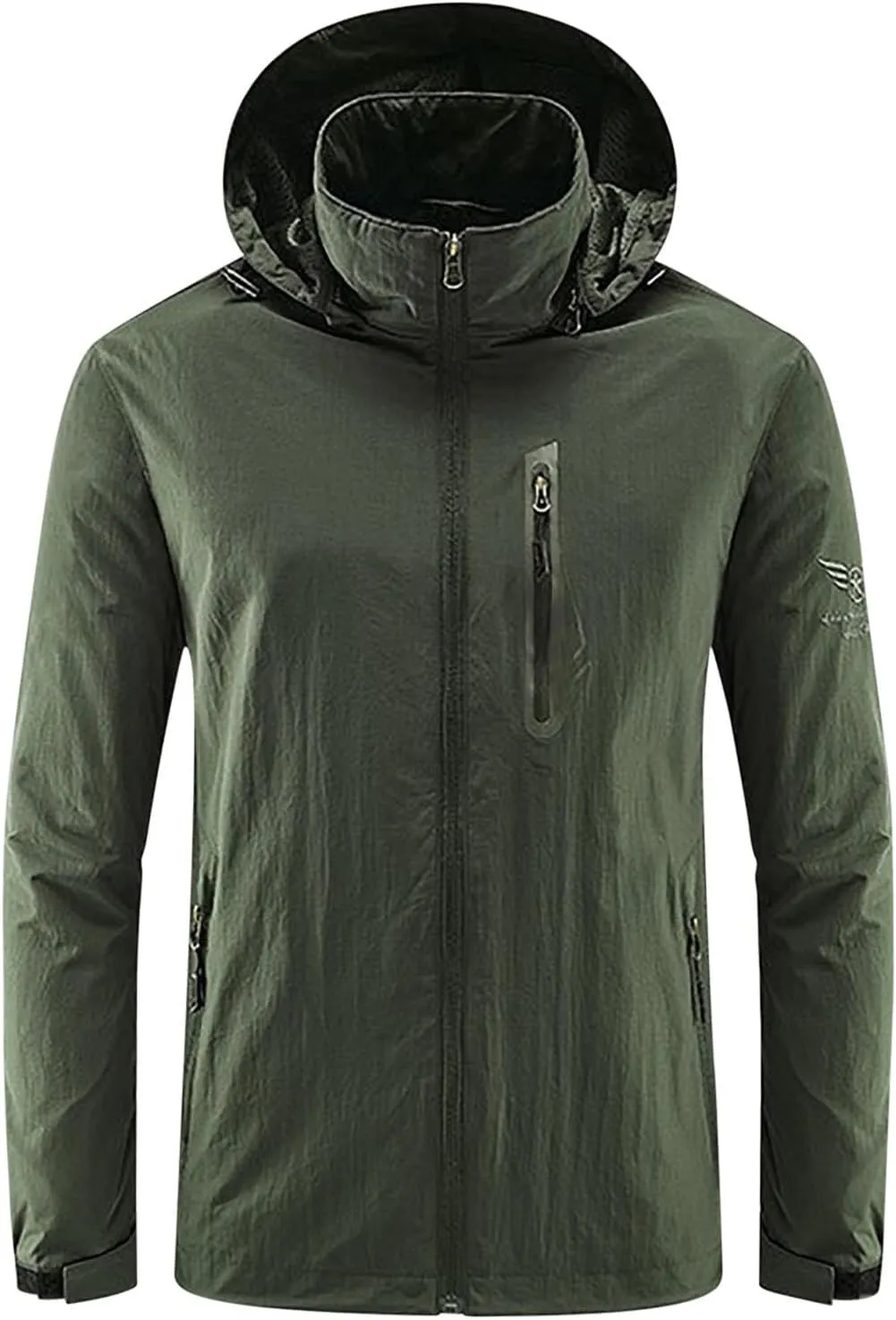 Mens Hooded Trench Coat 2024 Winter Outdoor Winbreaker Jacket with Detachable Hood Plus Size Zipper Multi Pocket Overcoats