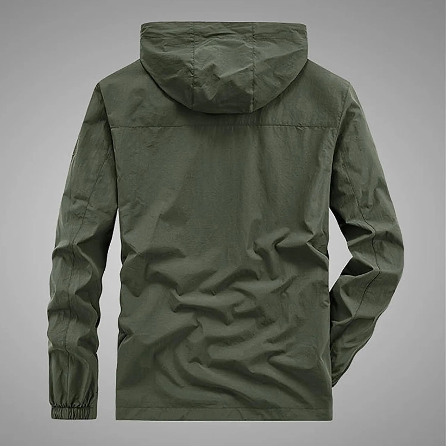 Mens Hooded Trench Coat 2024 Winter Outdoor Winbreaker Jacket with Detachable Hood Plus Size Zipper Multi Pocket Overcoats