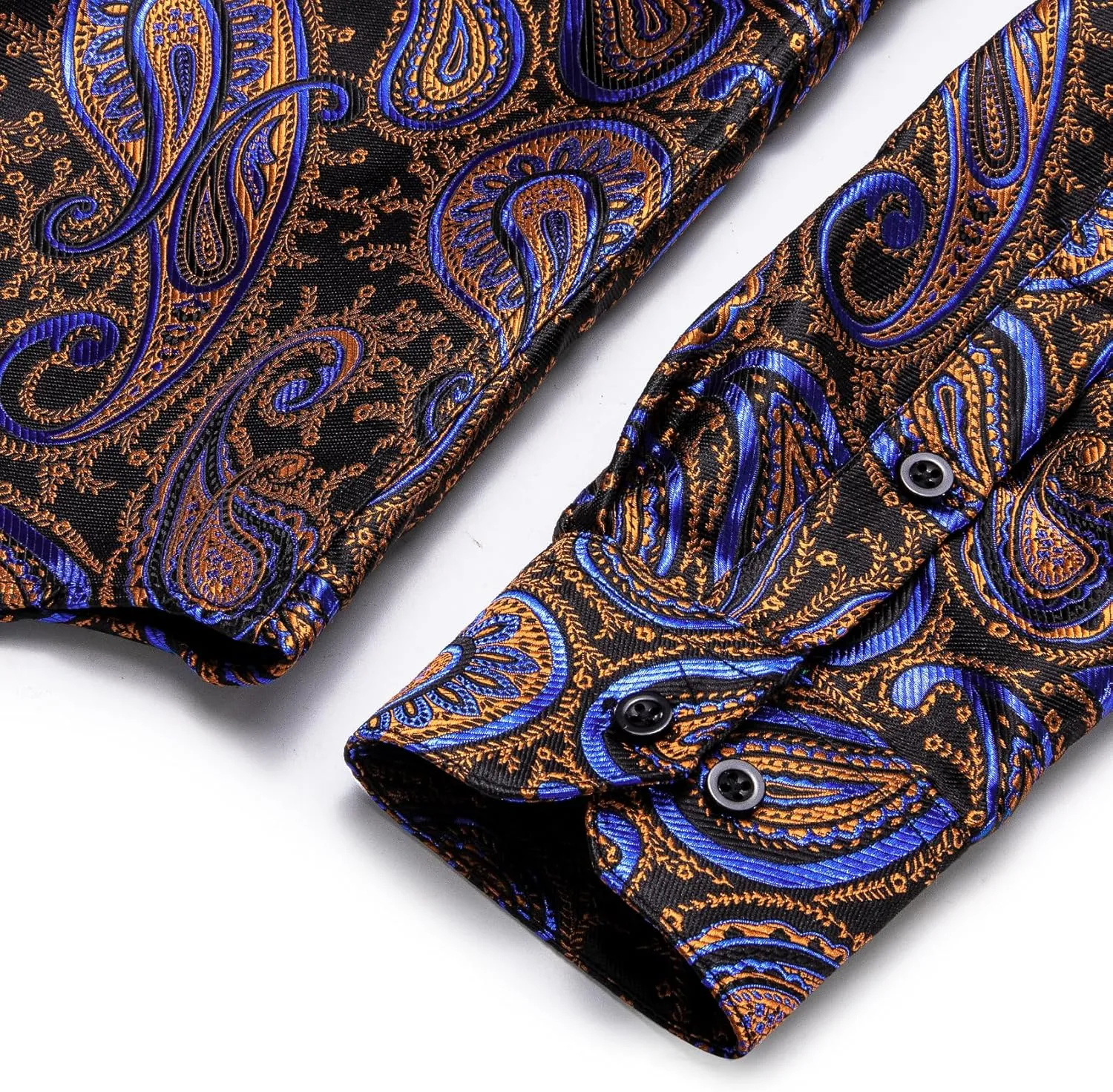 Mens Silk Paisley Dress Shirt Casual Button Down Shirt Long Sleeve Western Floral Shirts Wedding Party Holiday