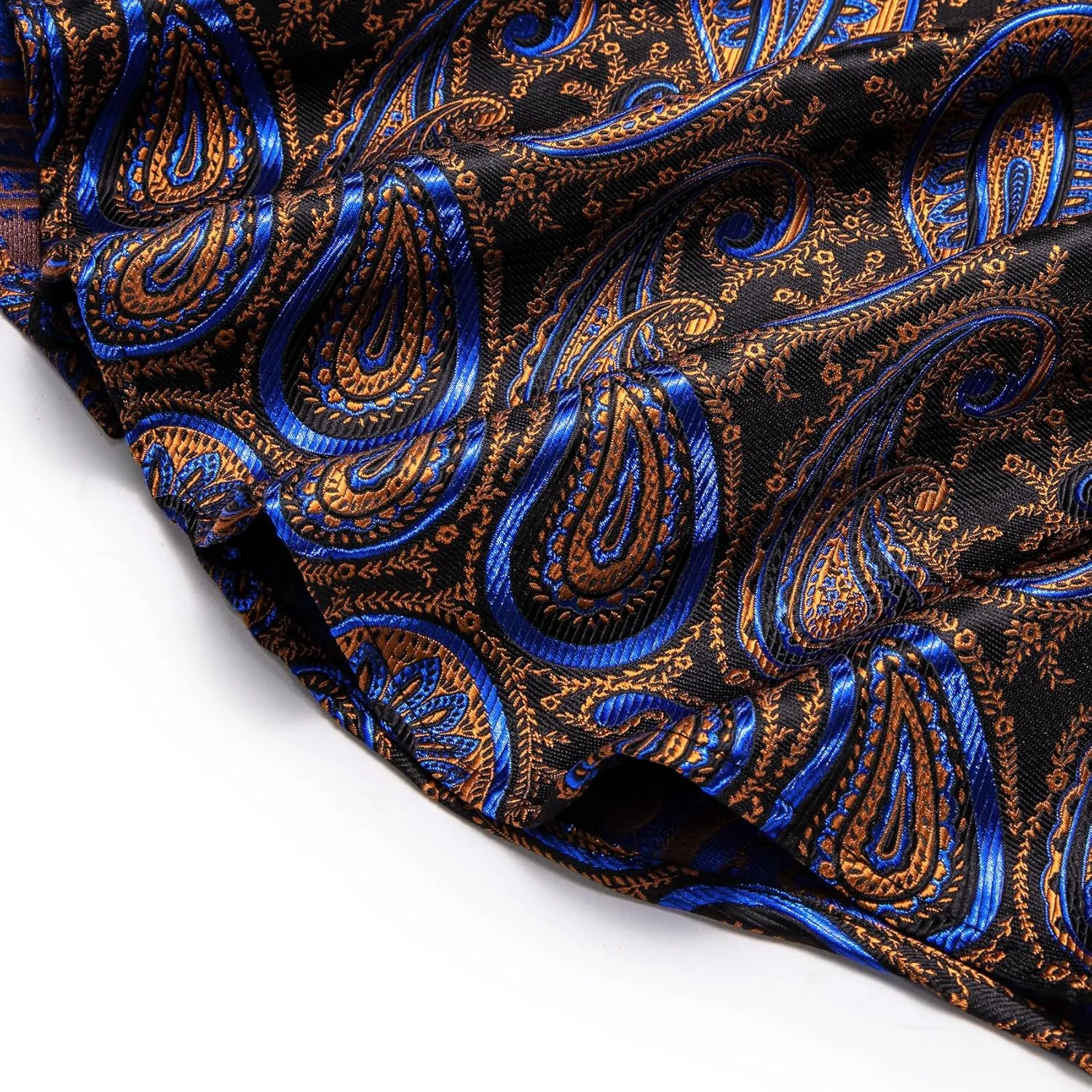 Mens Silk Paisley Dress Shirt Casual Button Down Shirt Long Sleeve Western Floral Shirts Wedding Party Holiday