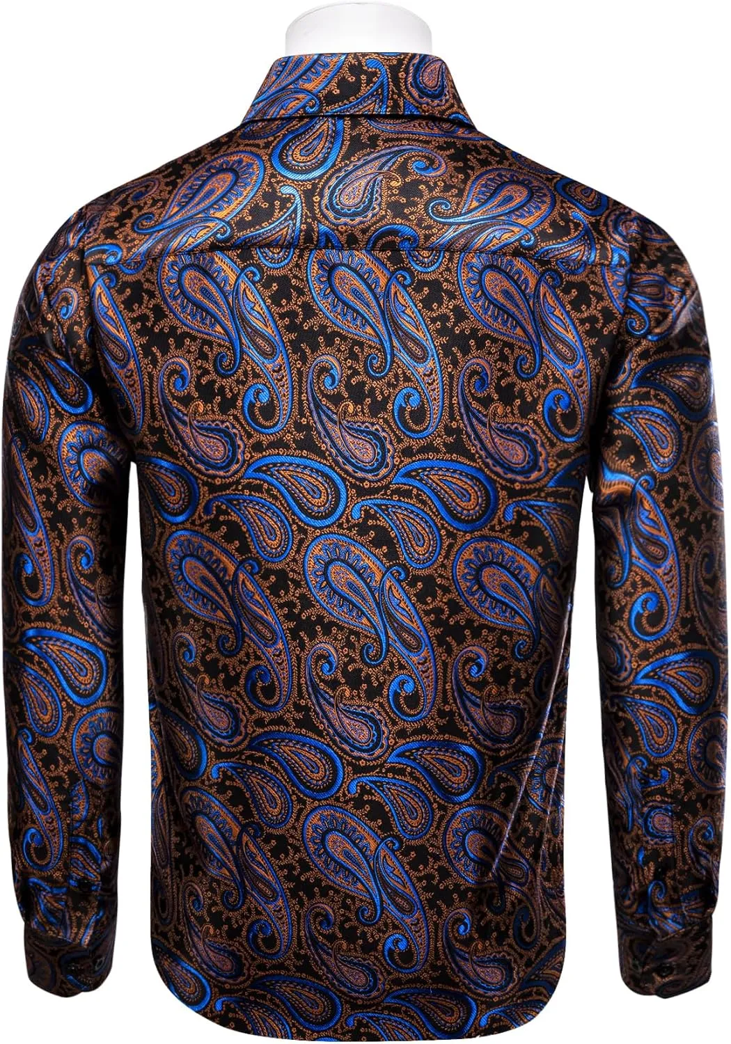 Mens Silk Paisley Dress Shirt Casual Button Down Shirt Long Sleeve Western Floral Shirts Wedding Party Holiday
