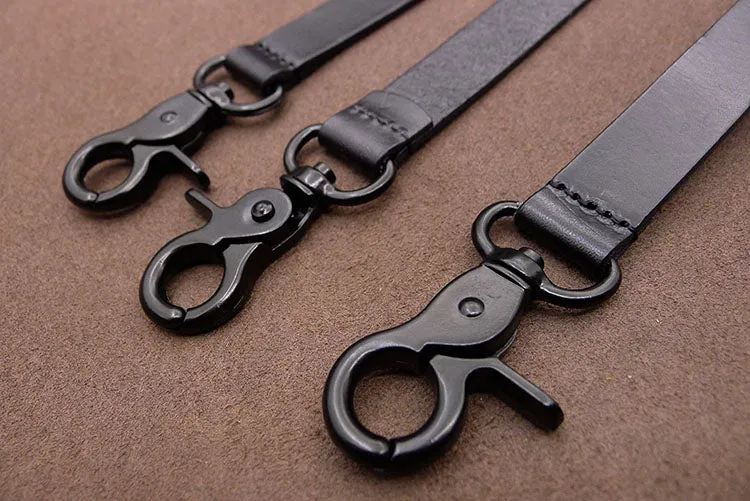 Men's Suspenders,Quick Open Wedding Groomsmen Leather Suspender in Black
