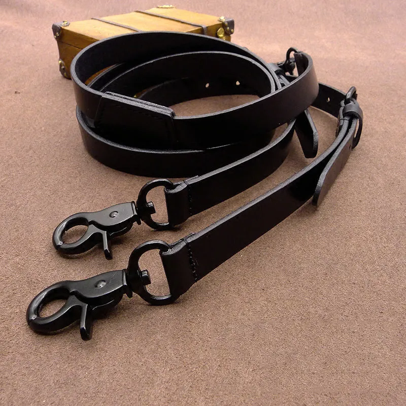 Men's Suspenders,Quick Open Wedding Groomsmen Leather Suspender in Black