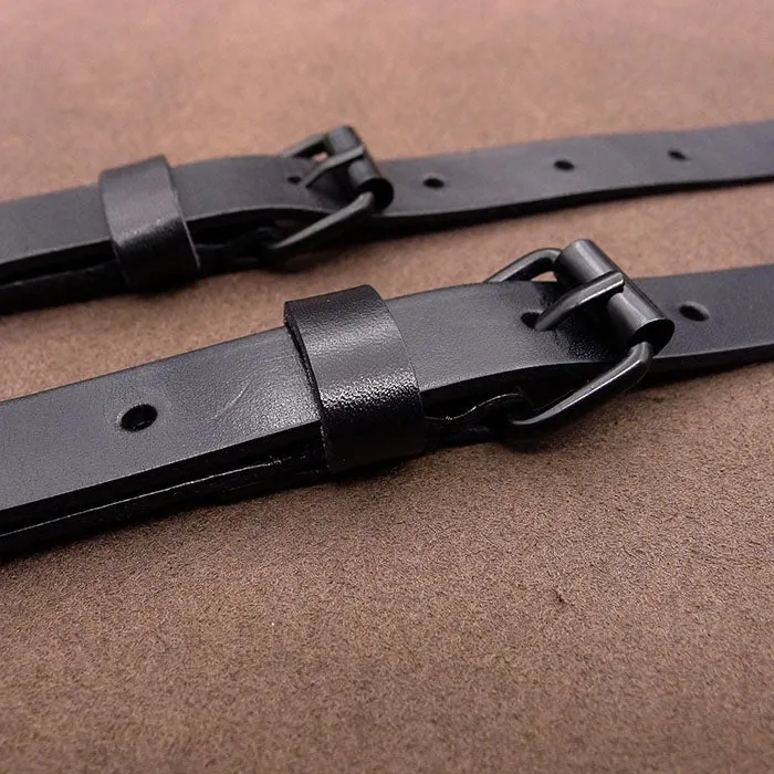 Men's Suspenders,Quick Open Wedding Groomsmen Leather Suspender in Black