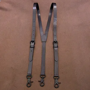 Men's Suspenders,Quick Open Wedding Groomsmen Leather Suspender in Black