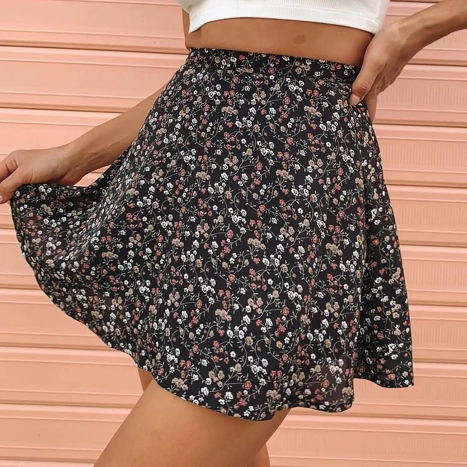 Mini Skirts for Women Trendy Summer 2024 New Women's Dress Floral Skirt High Waist Umbrella Skirt Womens Casual