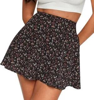 Mini Skirts for Women Trendy Summer 2024 New Women's Dress Floral Skirt High Waist Umbrella Skirt Womens Casual