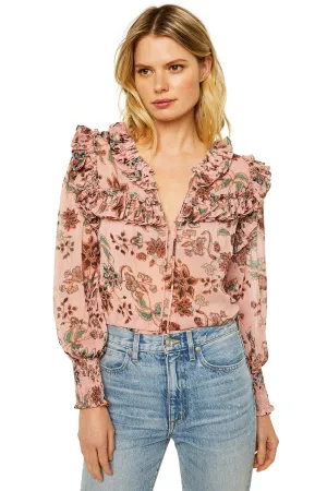 Misa - Raffi Top in Choco Rose Floral