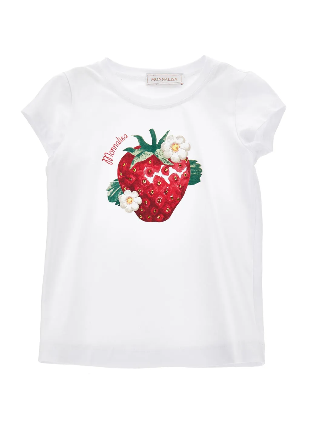 Monnalisa strawberry print jersey T-shirt