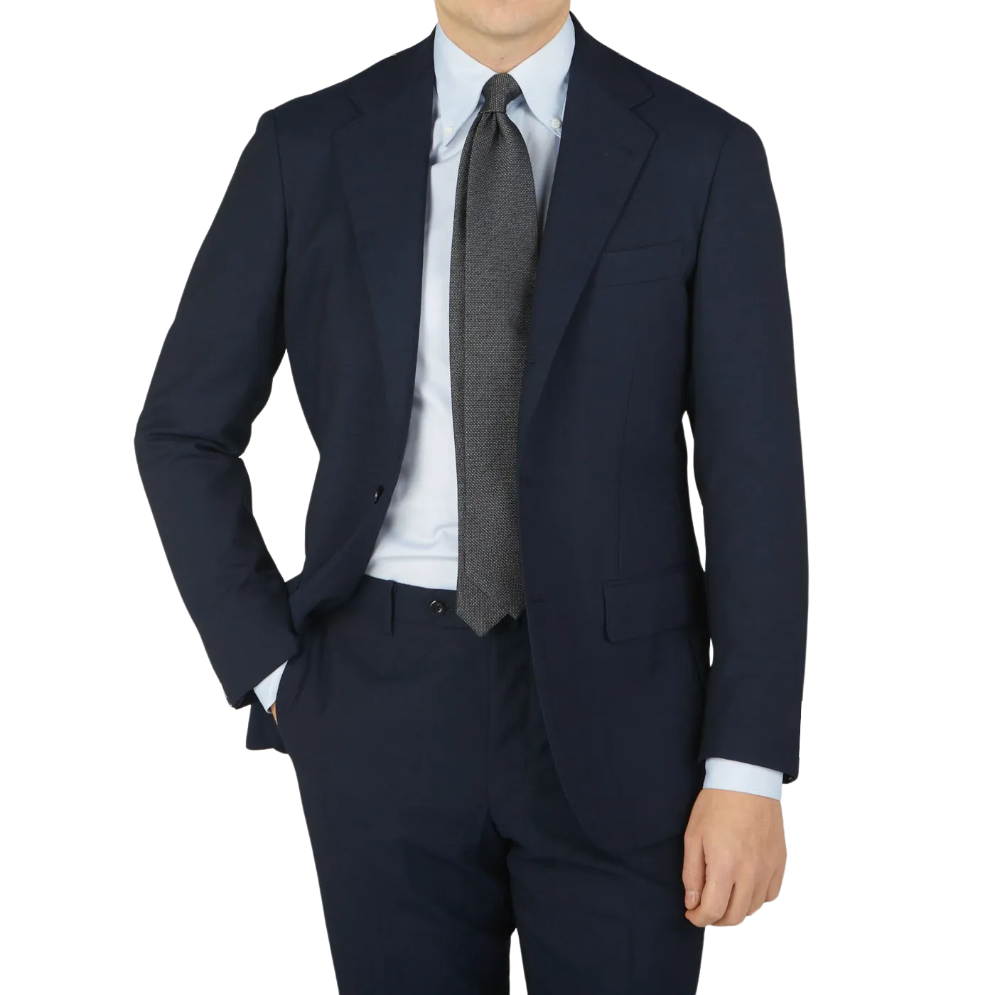 Navy Blue High Twist Wool Suit