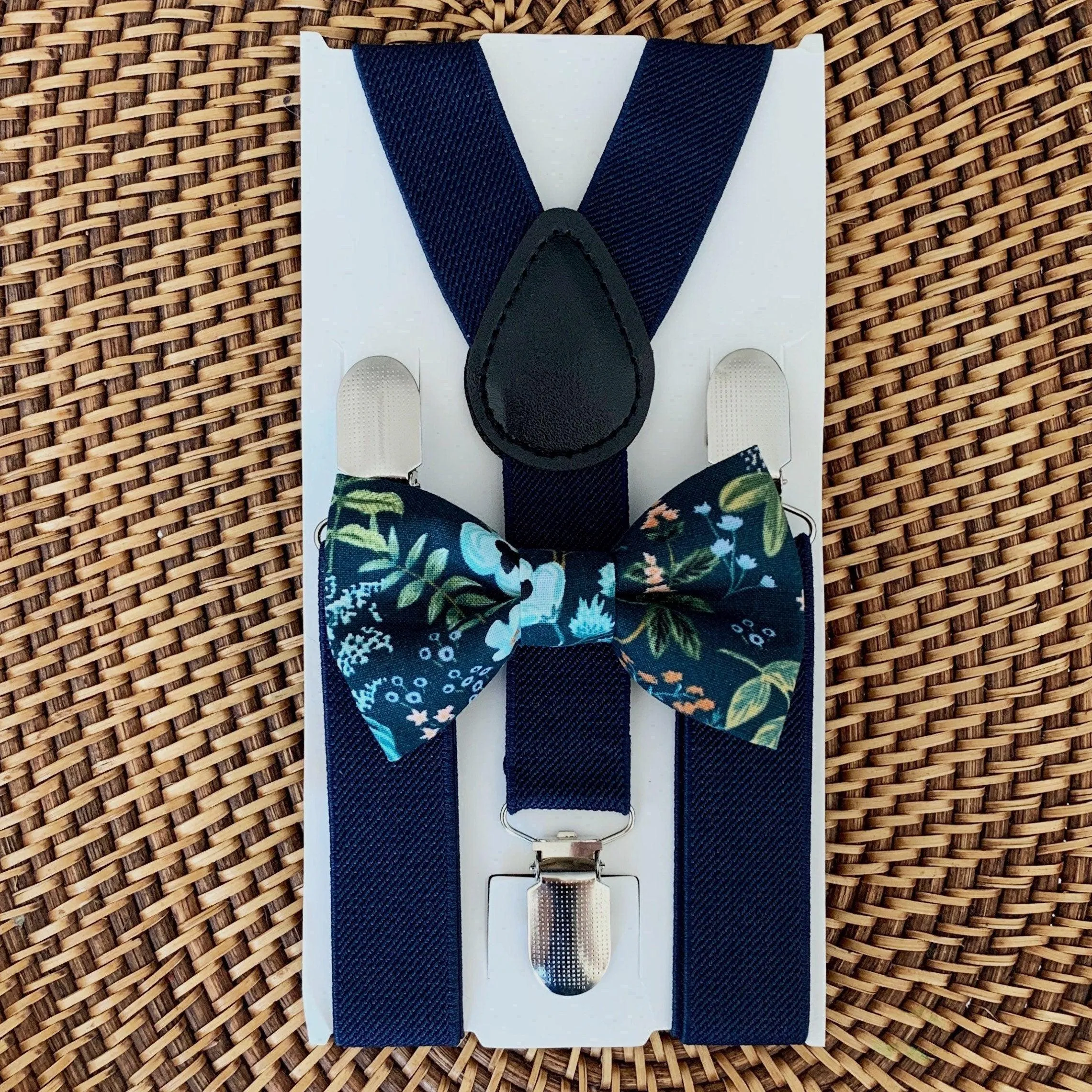 Navy Rifle Paper Co Bow Tie & Navy Suspenders Set