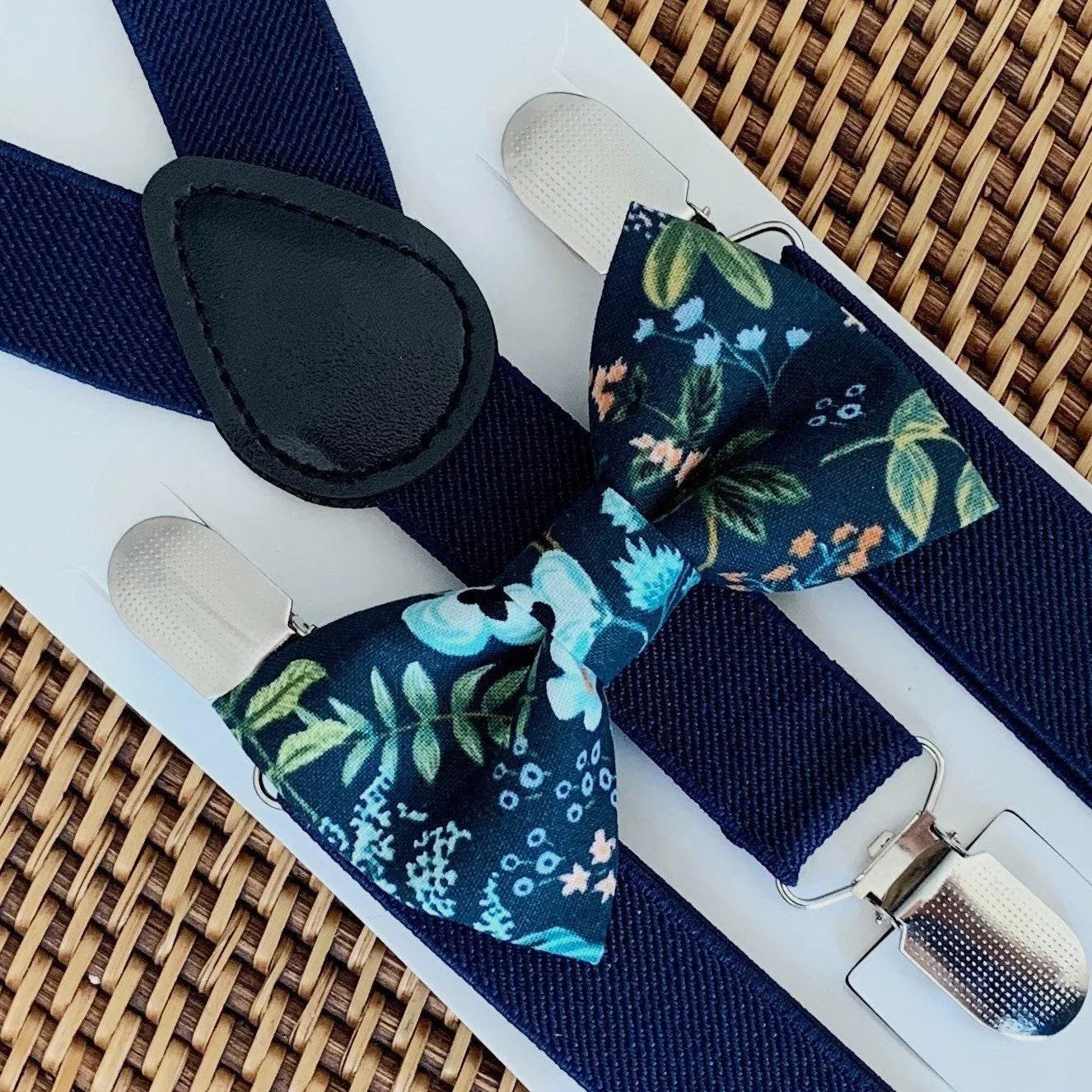 Navy Rifle Paper Co Bow Tie & Navy Suspenders Set