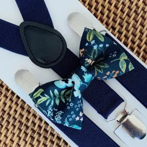 Navy Rifle Paper Co Bow Tie & Navy Suspenders Set