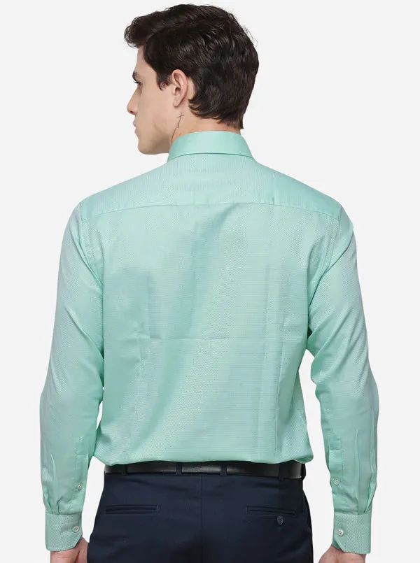 Pastel Green Dobby Slim Fit Formal Shirt | JadeBlue