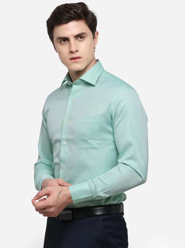 Pastel Green Dobby Slim Fit Formal Shirt | JadeBlue