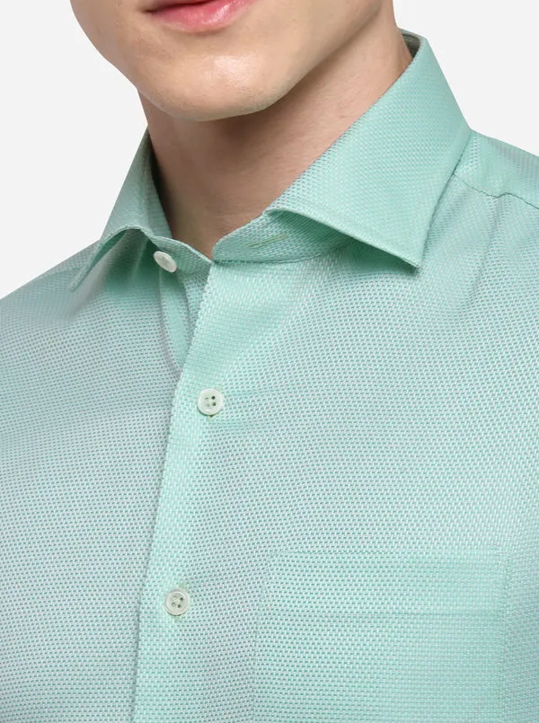 Pastel Green Dobby Slim Fit Formal Shirt | JadeBlue