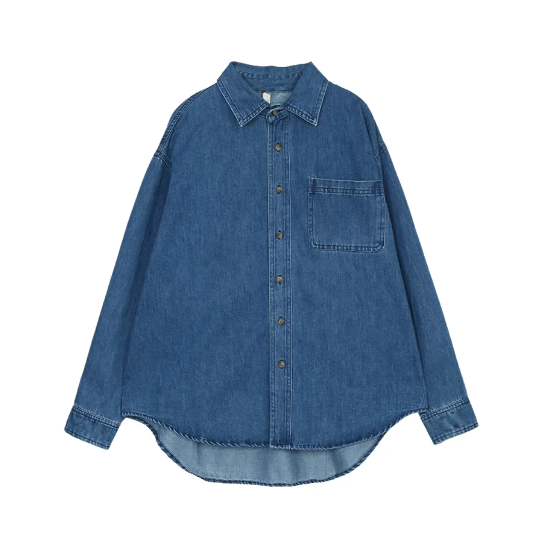 Pre Order:  Denim Long Sleeved Loose Shirt