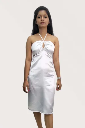 Princess White Cut Out Cross Halter Neck Dress