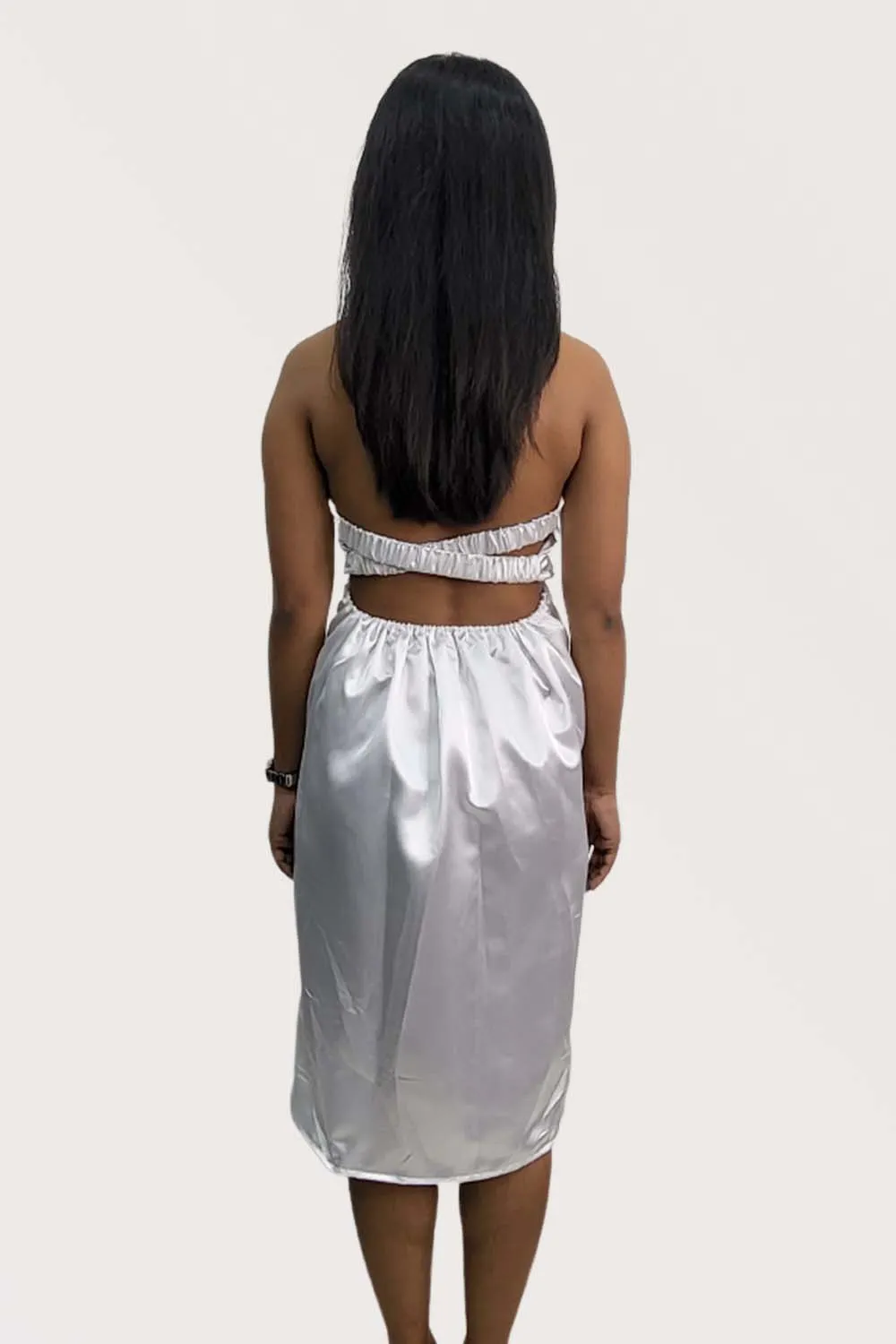 Princess White Cut Out Cross Halter Neck Dress