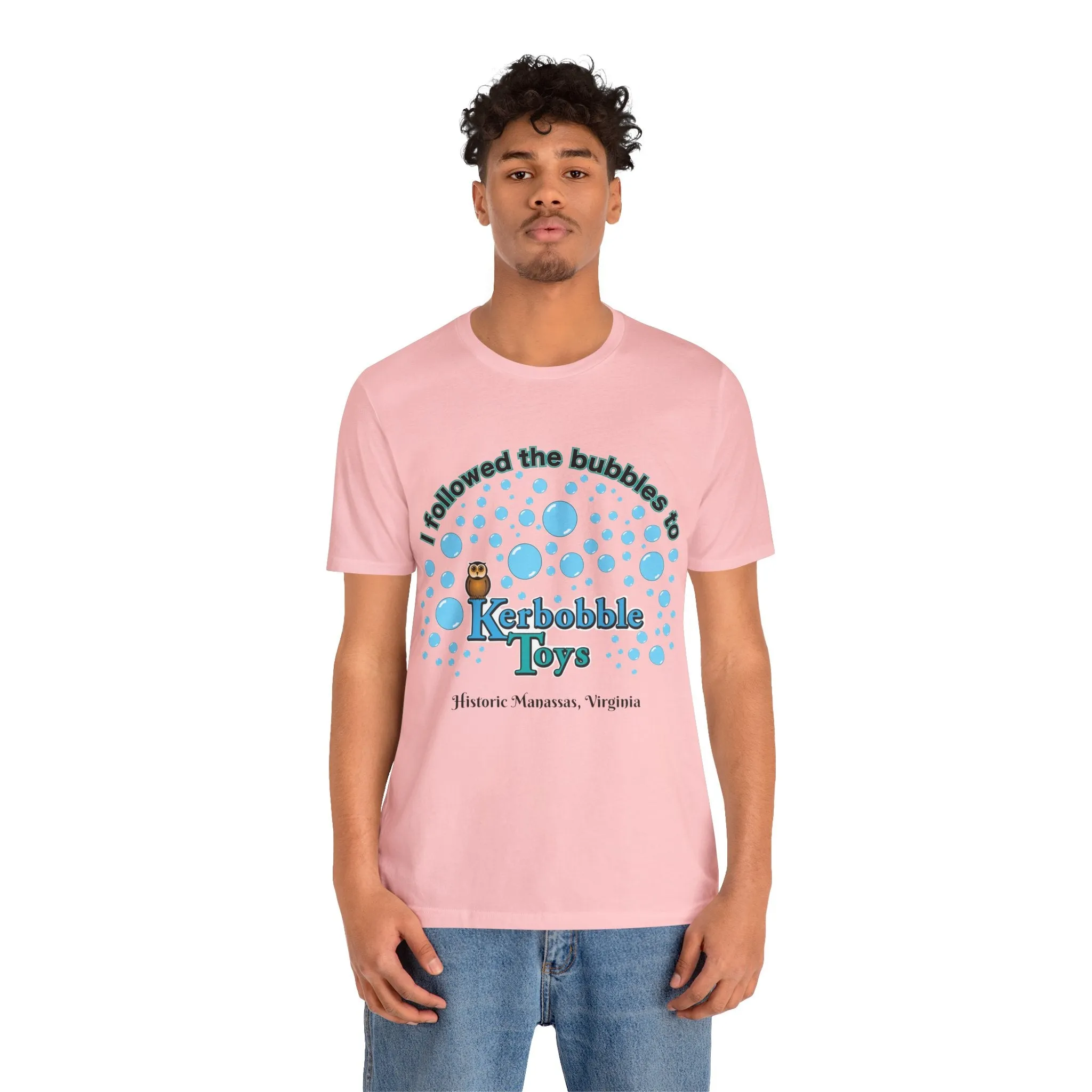 "I followed the bubbles to Kerbobble Toys" Jersey Short Sleeve Tee