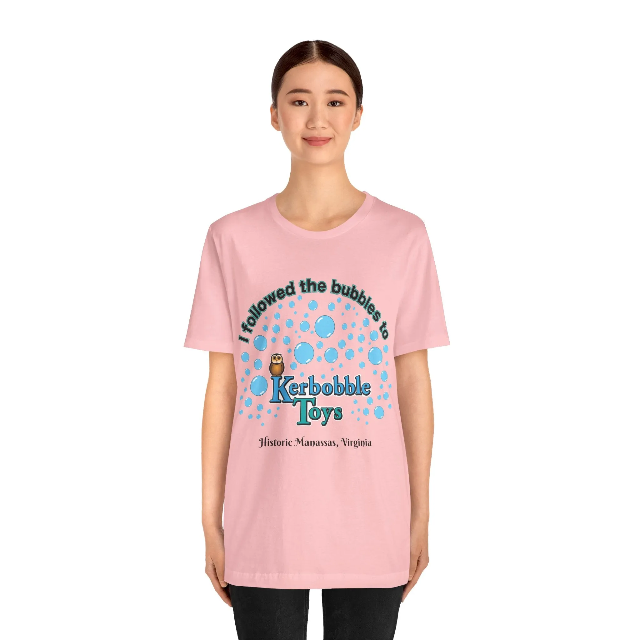 "I followed the bubbles to Kerbobble Toys" Jersey Short Sleeve Tee