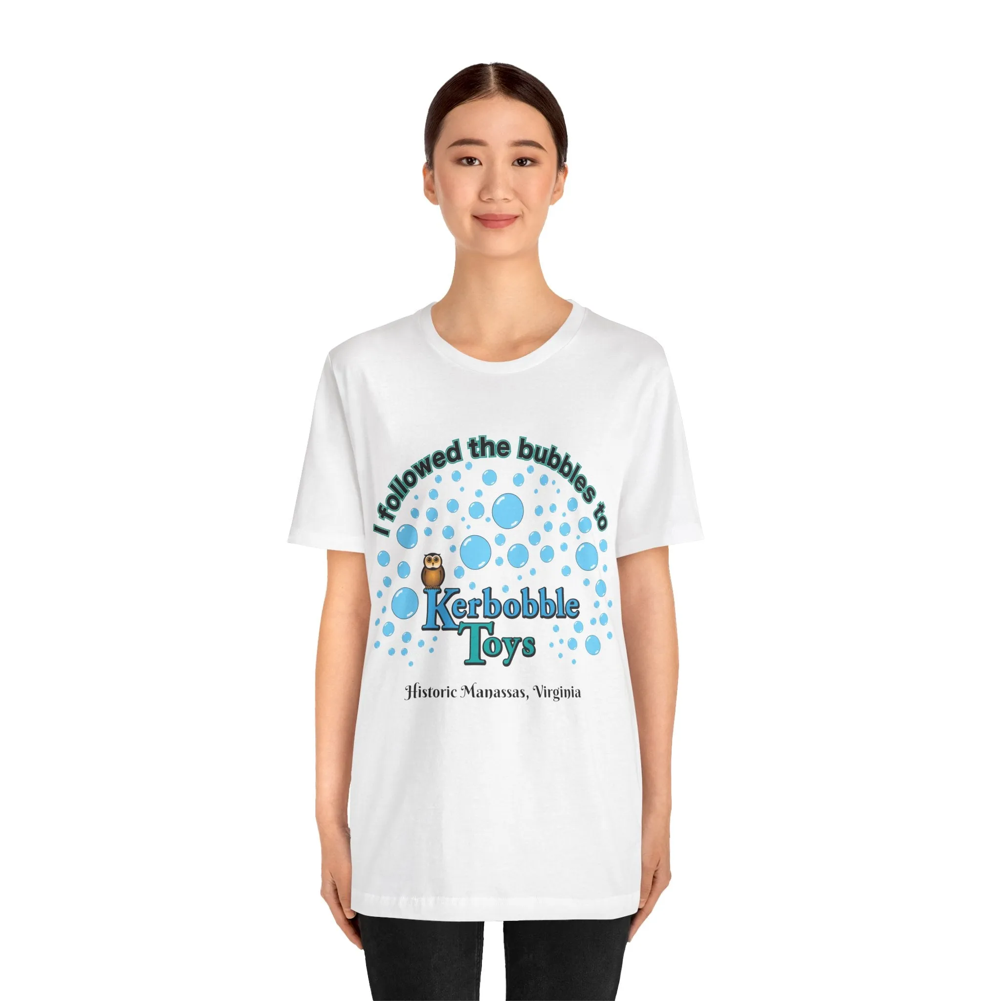 "I followed the bubbles to Kerbobble Toys" Jersey Short Sleeve Tee