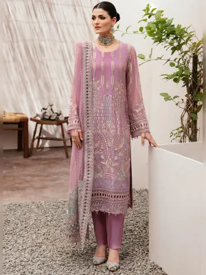 Ramsha "Kashish" Luxury Embroidered Chiffon Suit - Pink (K-204)