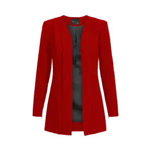 Rebel Stretch Pleated Blazer - Crimson