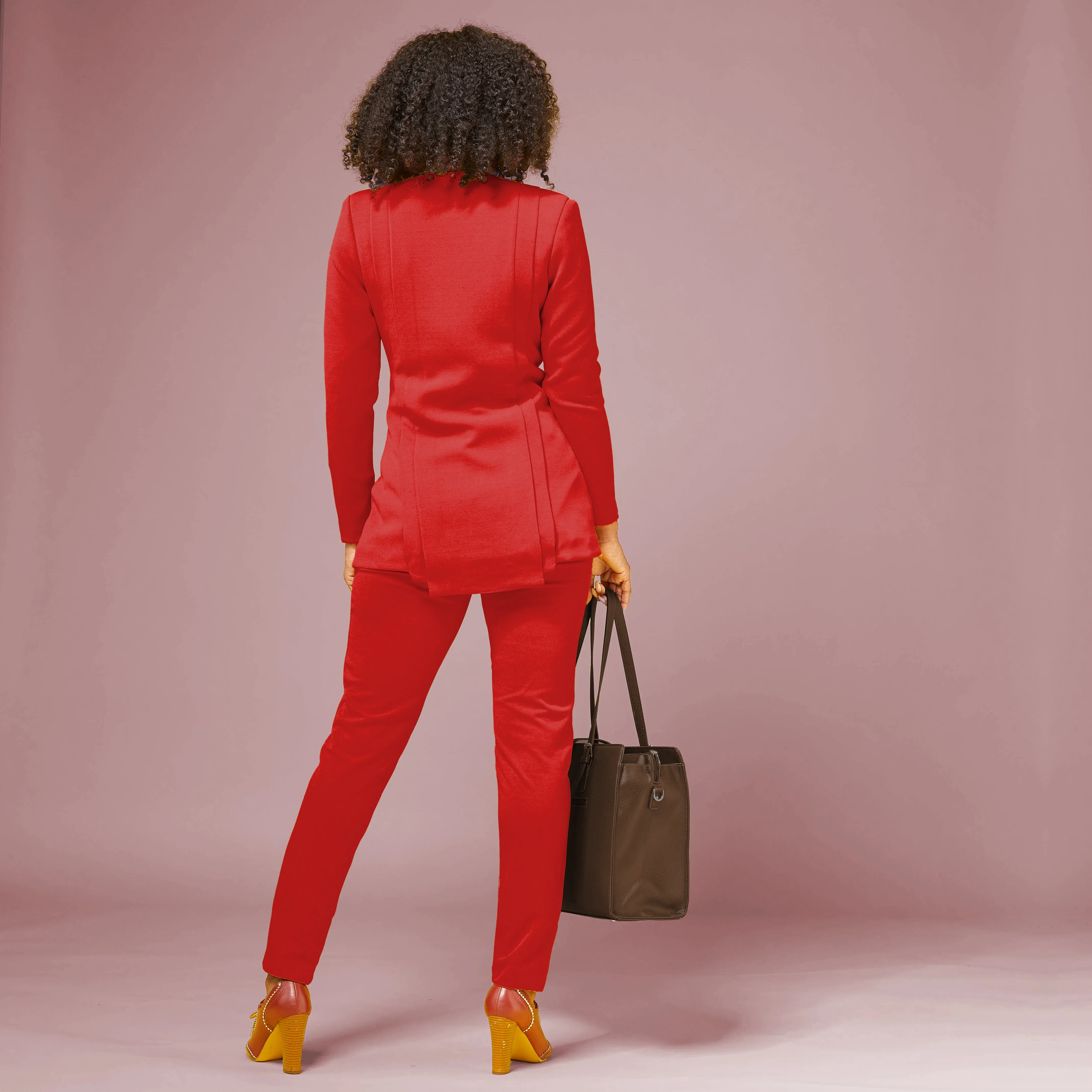 Rebel Stretch Pleated Blazer - Crimson