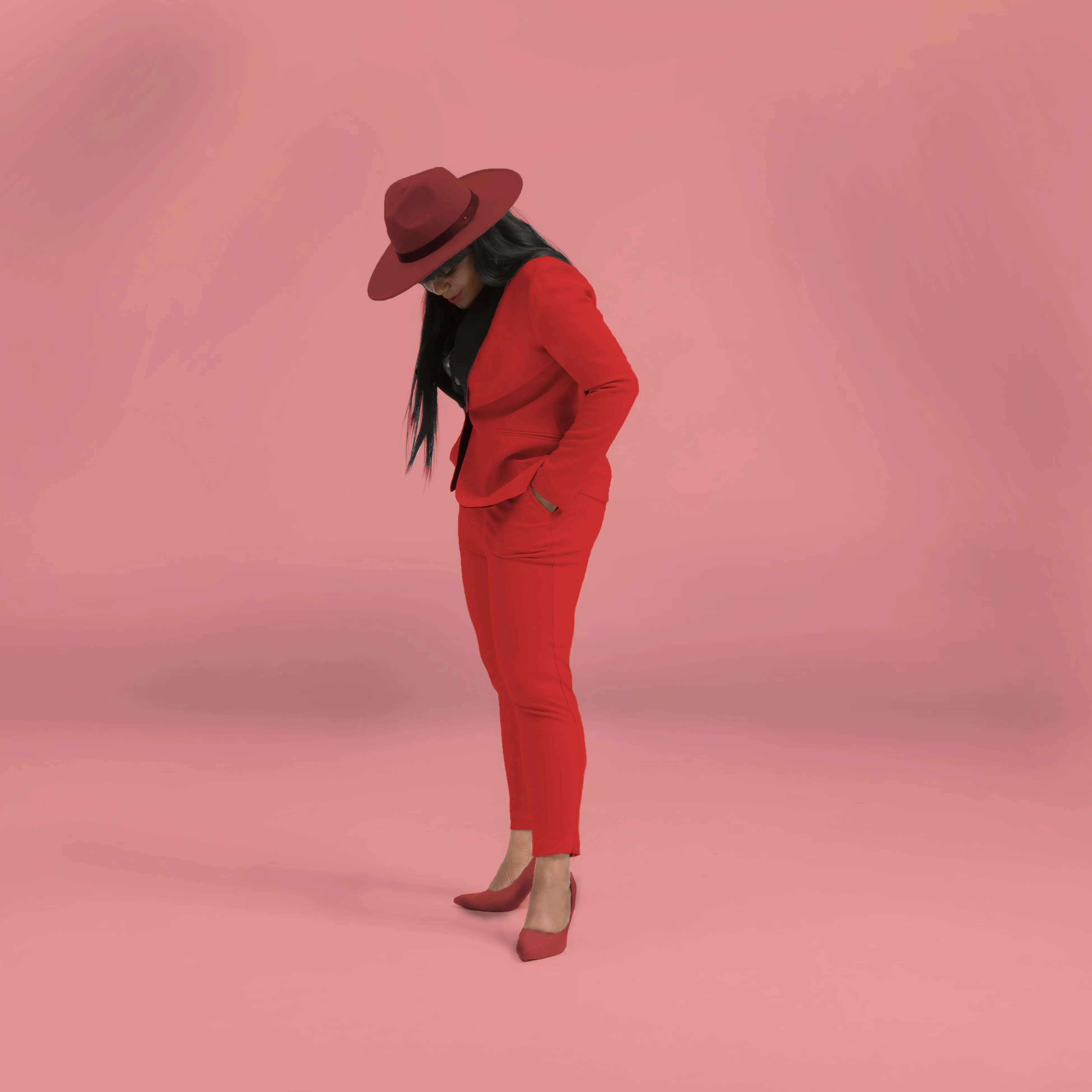 Rebellious Stretch Boss Blazer - Crimson