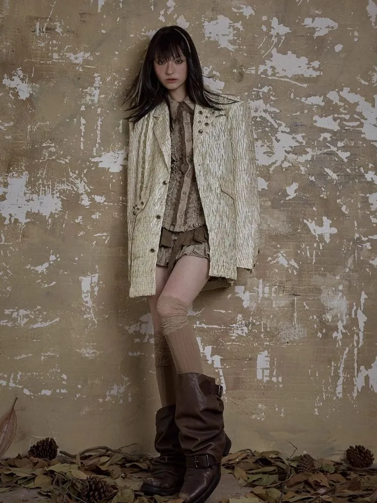 Retro loose oversize suit jacket【s0000003911】