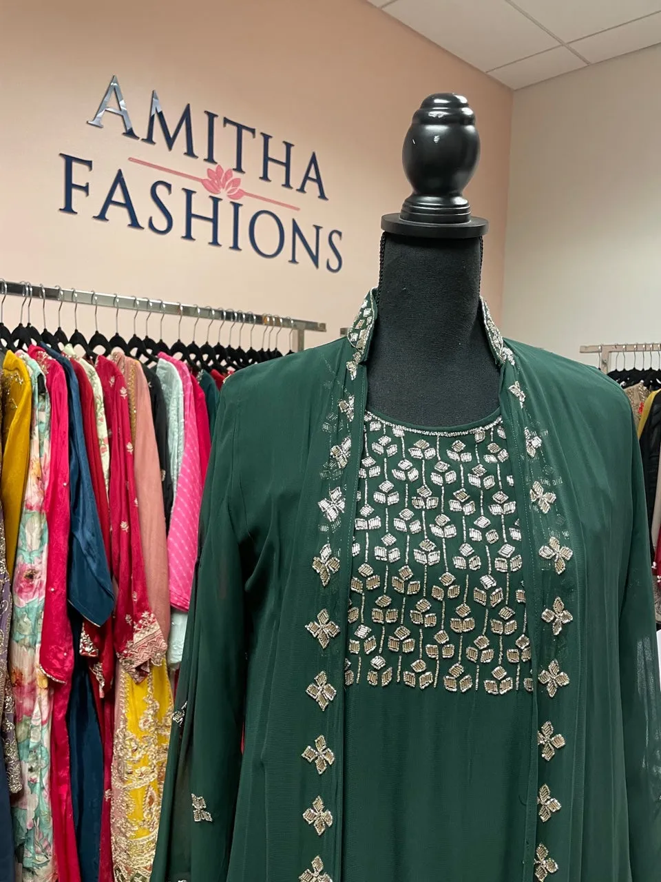 RFSS1657- Stylish indo-western chiffon embroidery  inner top with detachable embroidered jacket and palazzo