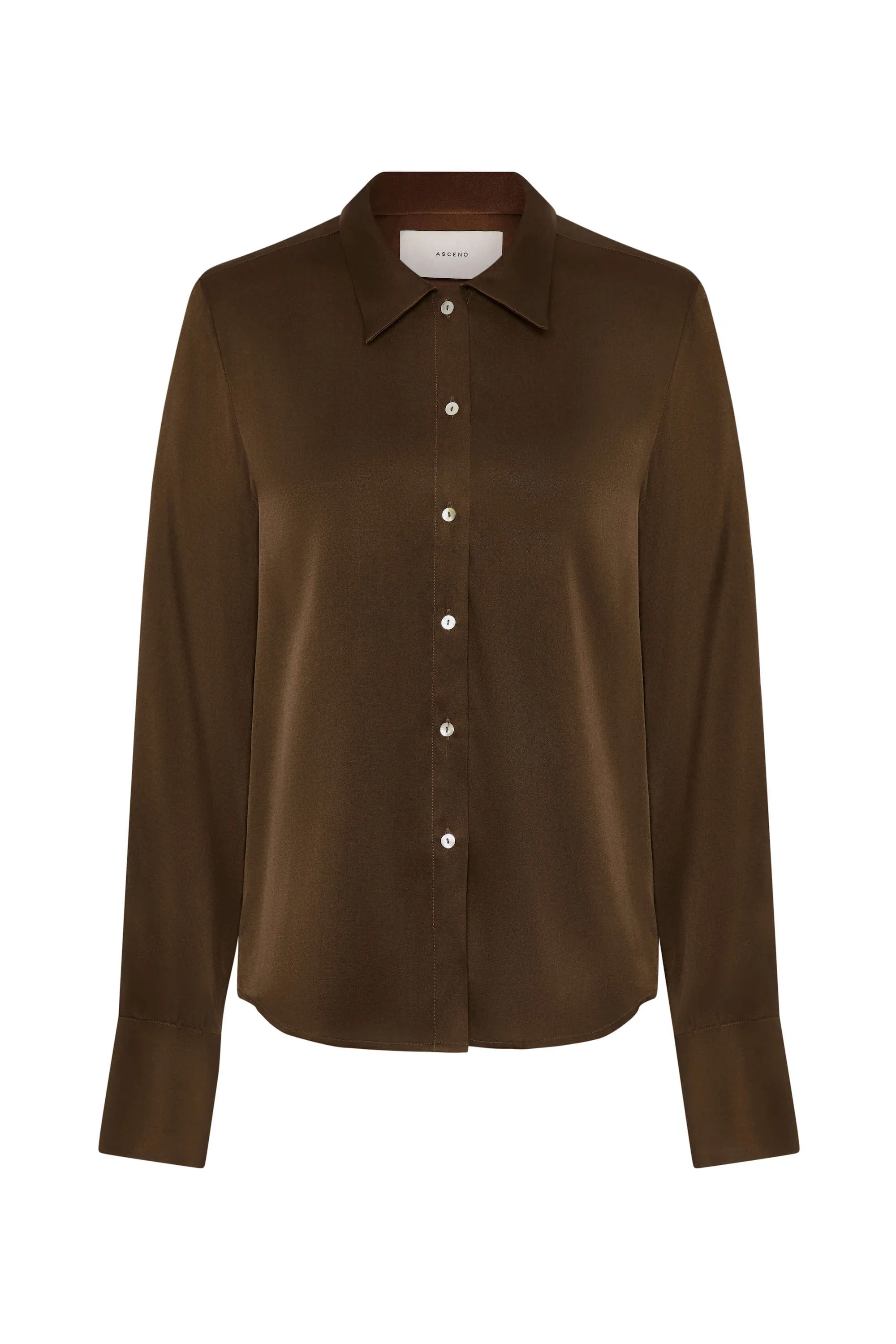 Rylie Shirt Chocolate Brown Heavy Silk Satin