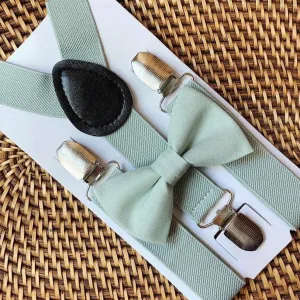 Sage Bow Tie & Sage Suspenders Set
