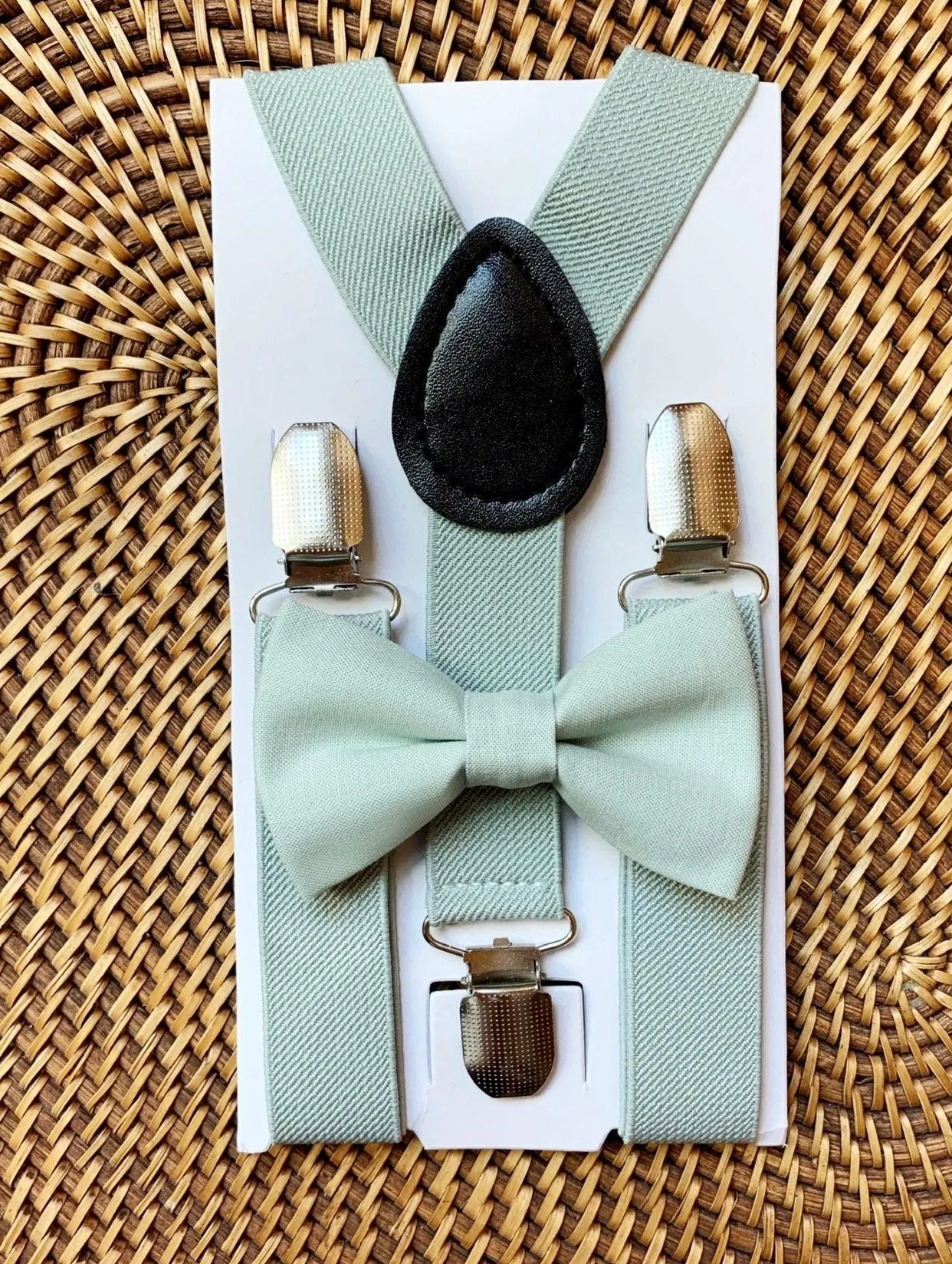 Sage Bow Tie & Sage Suspenders Set