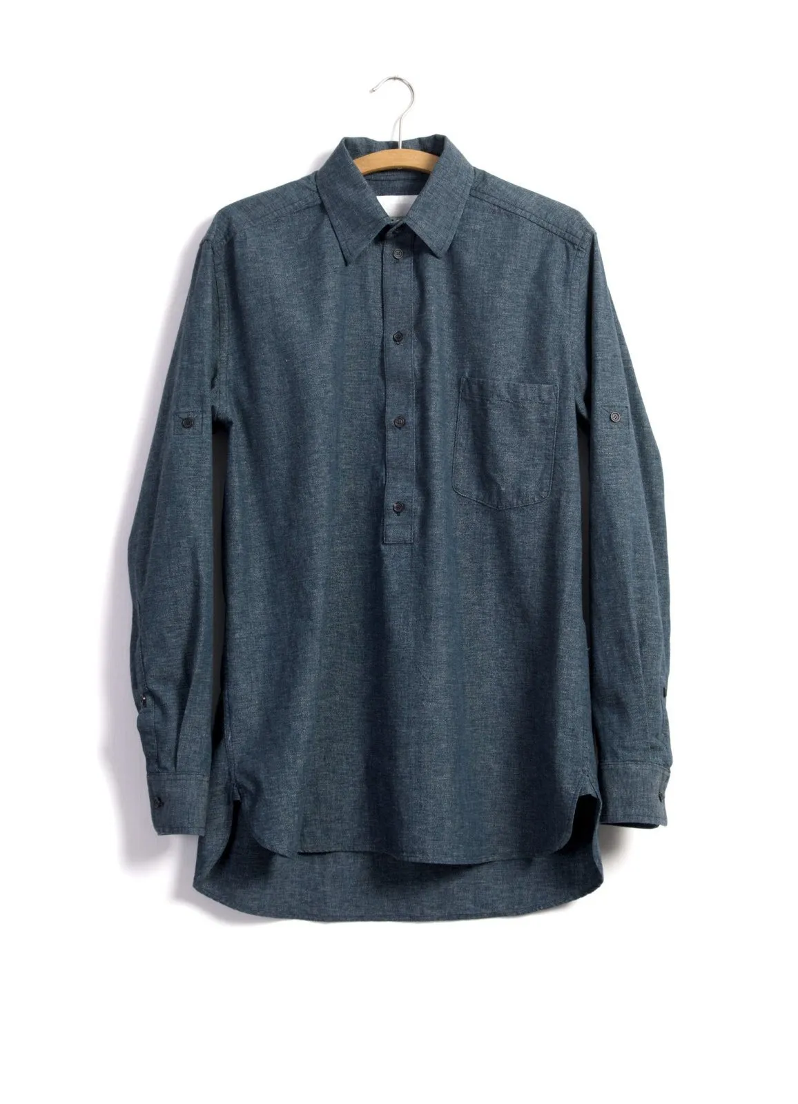 SEBASTIAN | Long Pull On Shirt | Wave Indigo