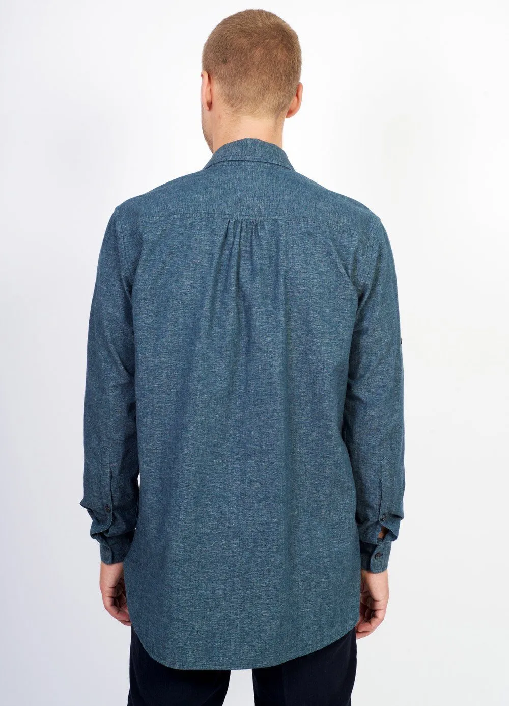 SEBASTIAN | Long Pull On Shirt | Wave Indigo